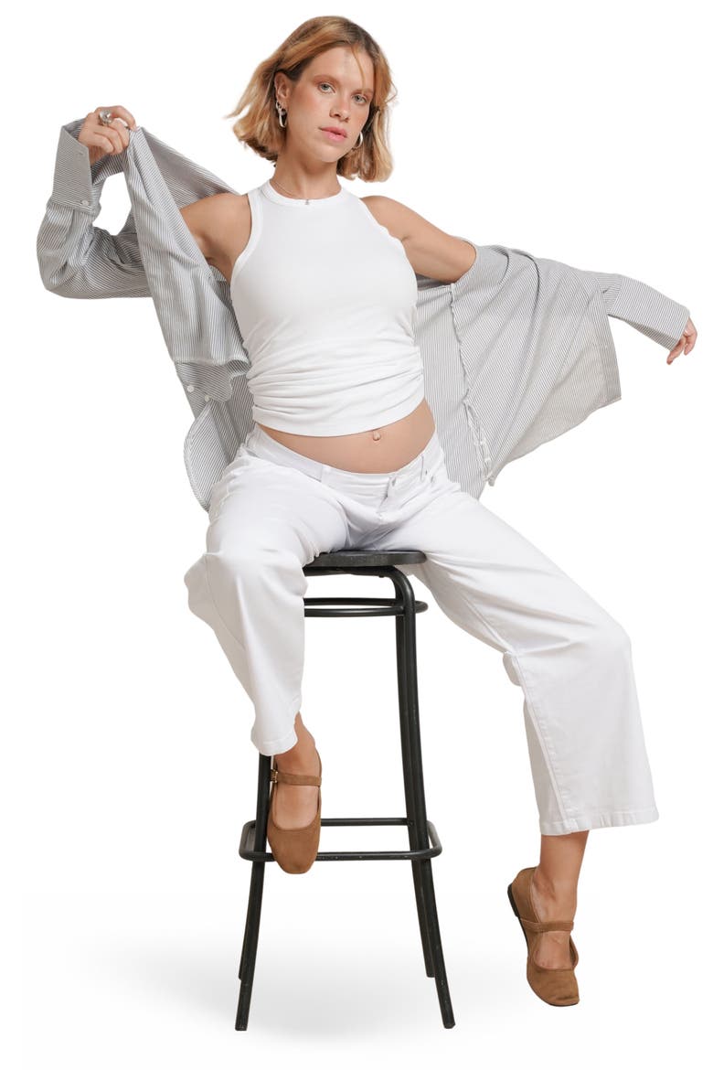 The Ribbed Maternity Tank, Alternate, color, White