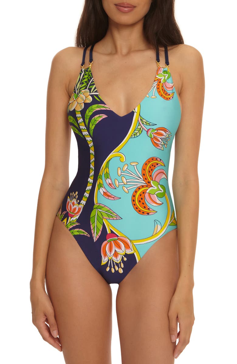 Trina Turk Flamingo One-Piece Swimsuit, Main, color, 