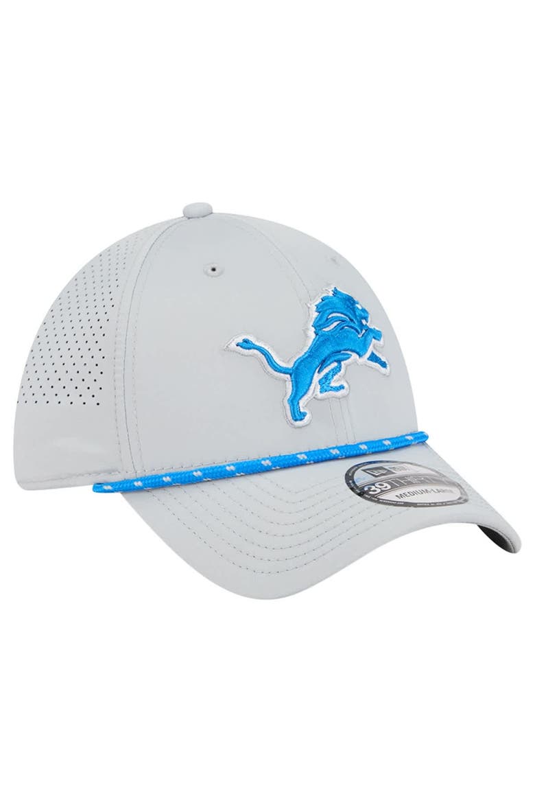 Men's New Era Blue Detroit Lions Perforated 39THIRTY Flex Hat, Alternate, color, Gray