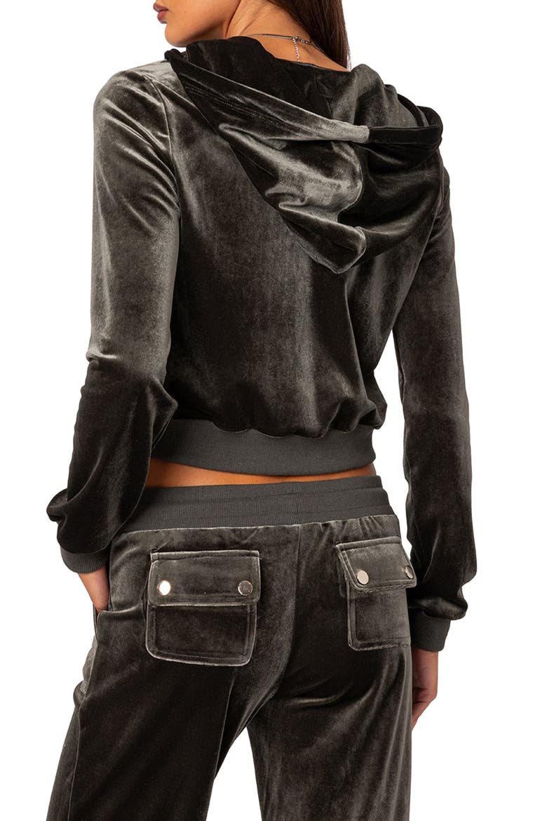 Camron Velour Zip Hoodie, Alternate, color, OLIVE