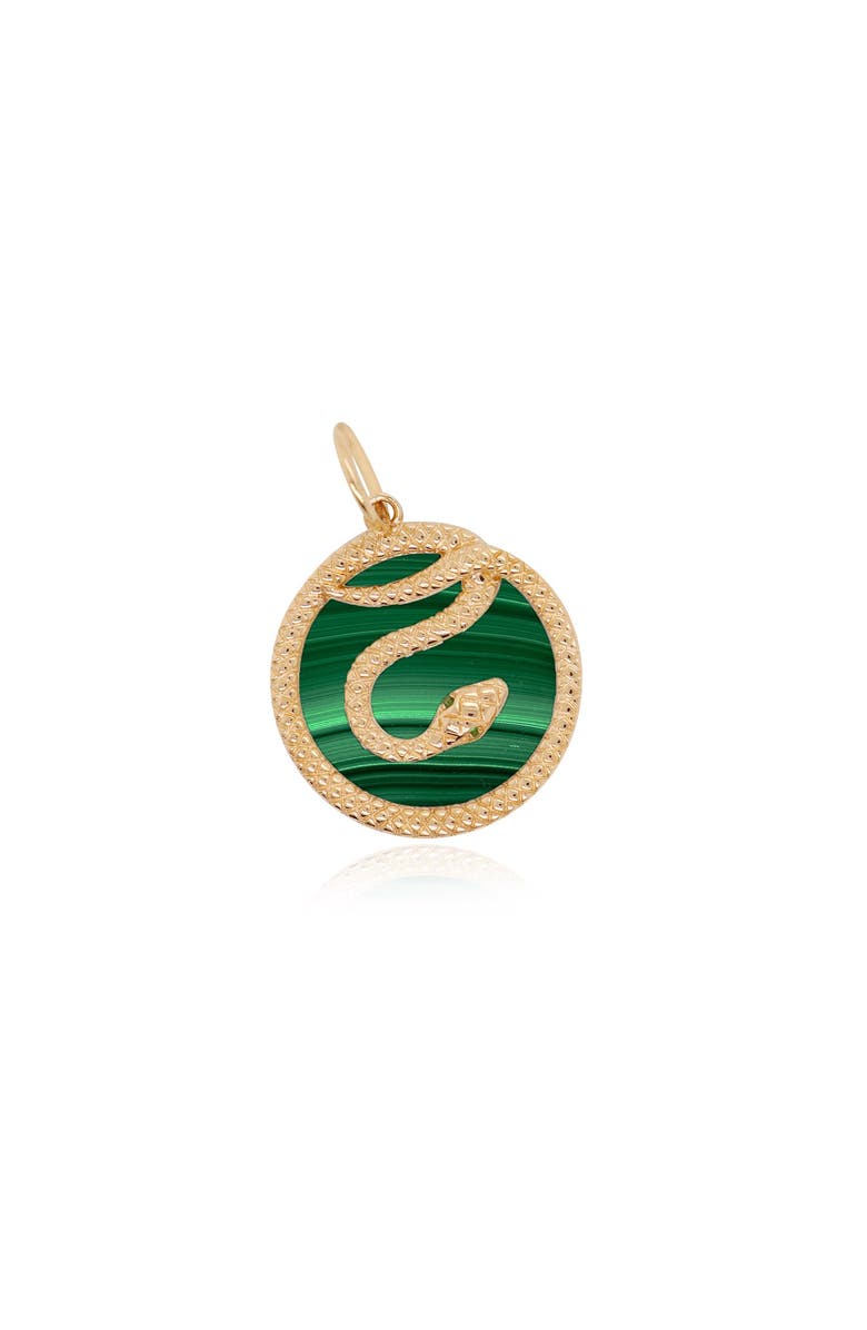 The Lovery Fine Jewelry Malachite Snake Charm, Main, color, Malachite