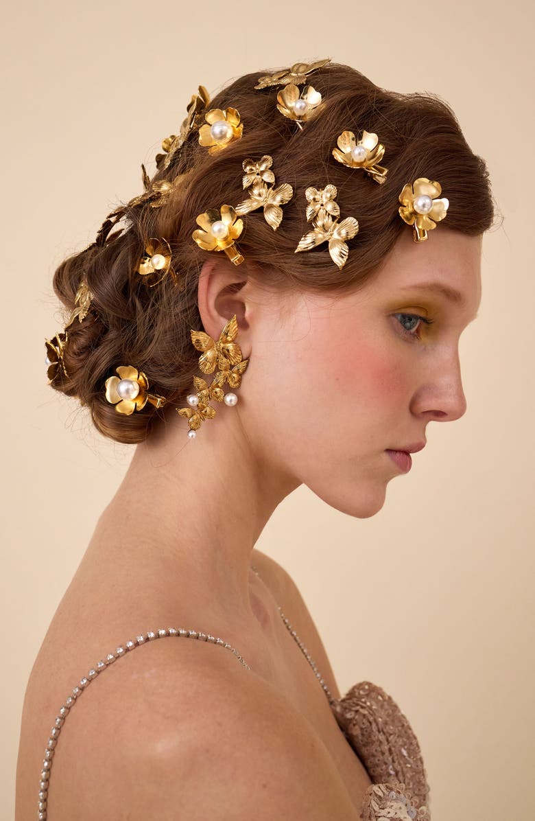 LELET NY Silvie Set of 3 Butterfly Hair Clips, Alternate, color, Antique Gold