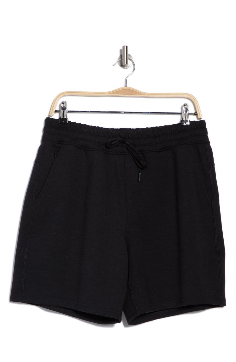 90 DEGREE BY REFLEX All Day Ace Scuba Knit 7-Inch Shorts, Alternate, color, Black