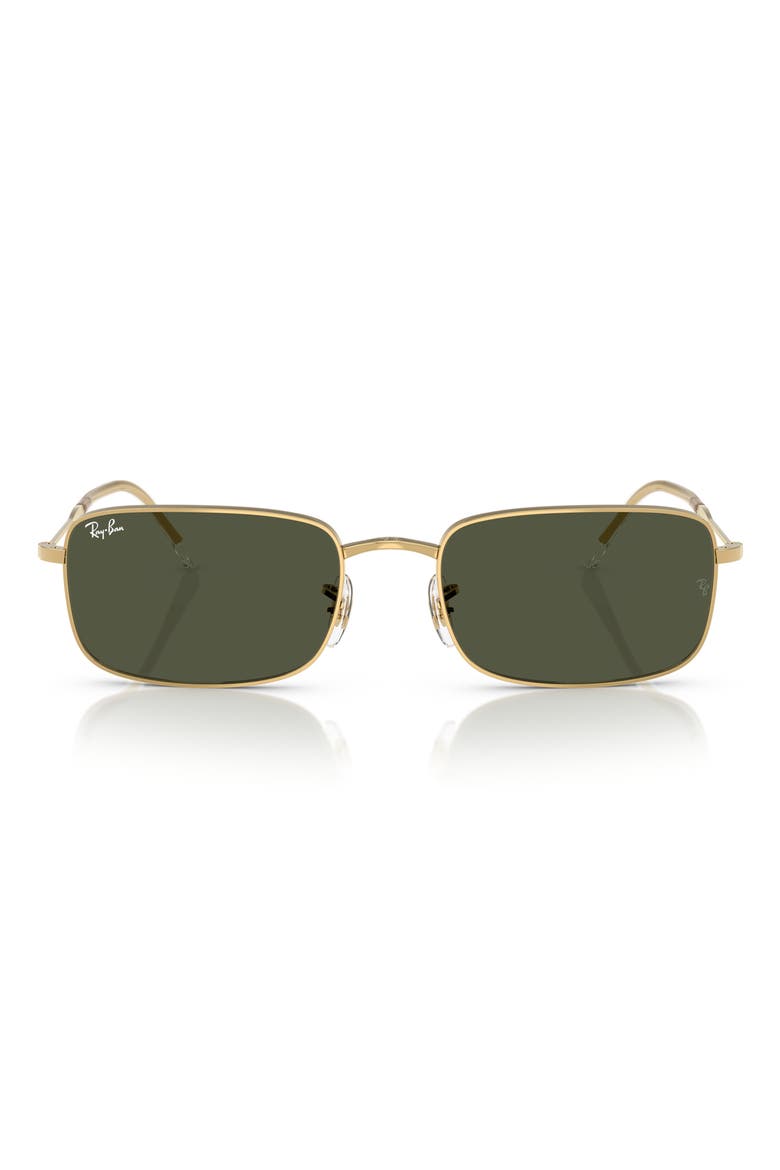59mm Rectangle Sunglasses, Main, color, GOLD FLASH