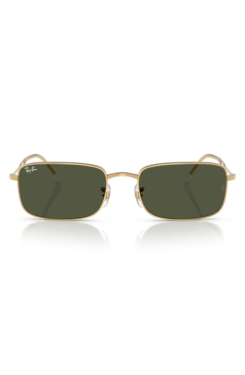 Ray-Ban 56mm Rectangular Sunglasses, Main, color, Gold Flash