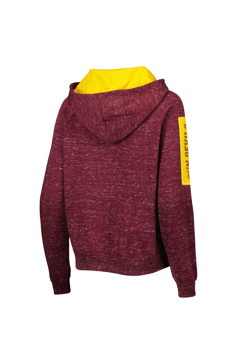 COLOSSEUM Women's Colosseum Maroon Arizona State Sun Devils The Devil Speckle Lace-Placket Raglan Pullover Hoodie, Alternate, color, 