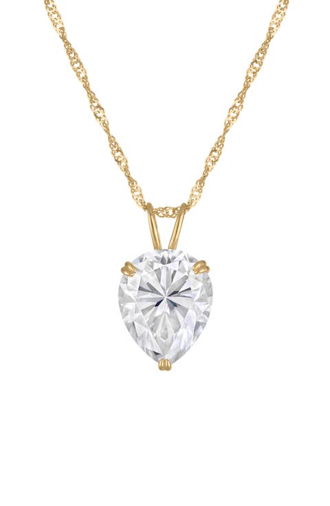 14k Gold Pear Moissanite Pendant Necklace