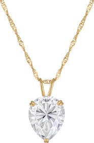 FZN 14k Gold Pear Moissanite Pendant Necklace