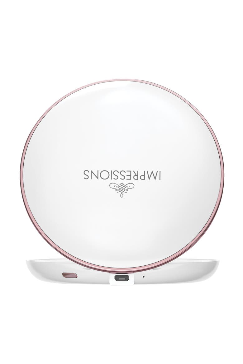 Coco LED Compact Mirror, Alternate, color, White with rose gold trim