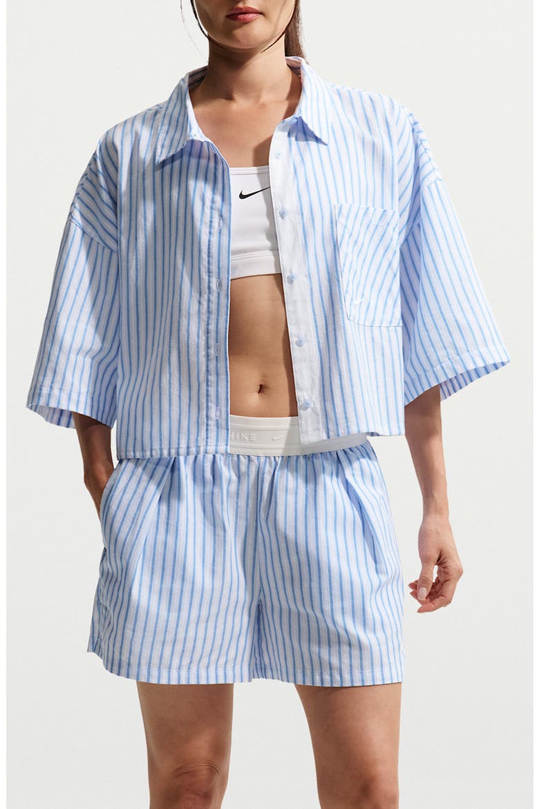 Striped Boxy Cropped Shirt, Main, color, LIGHT PHOTO BLUE