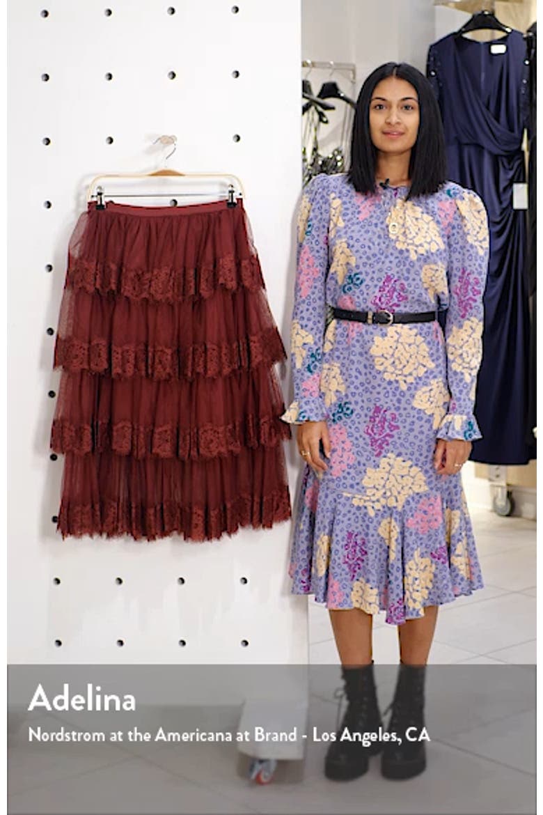 Lace Trim Tiered Mesh Skirt video