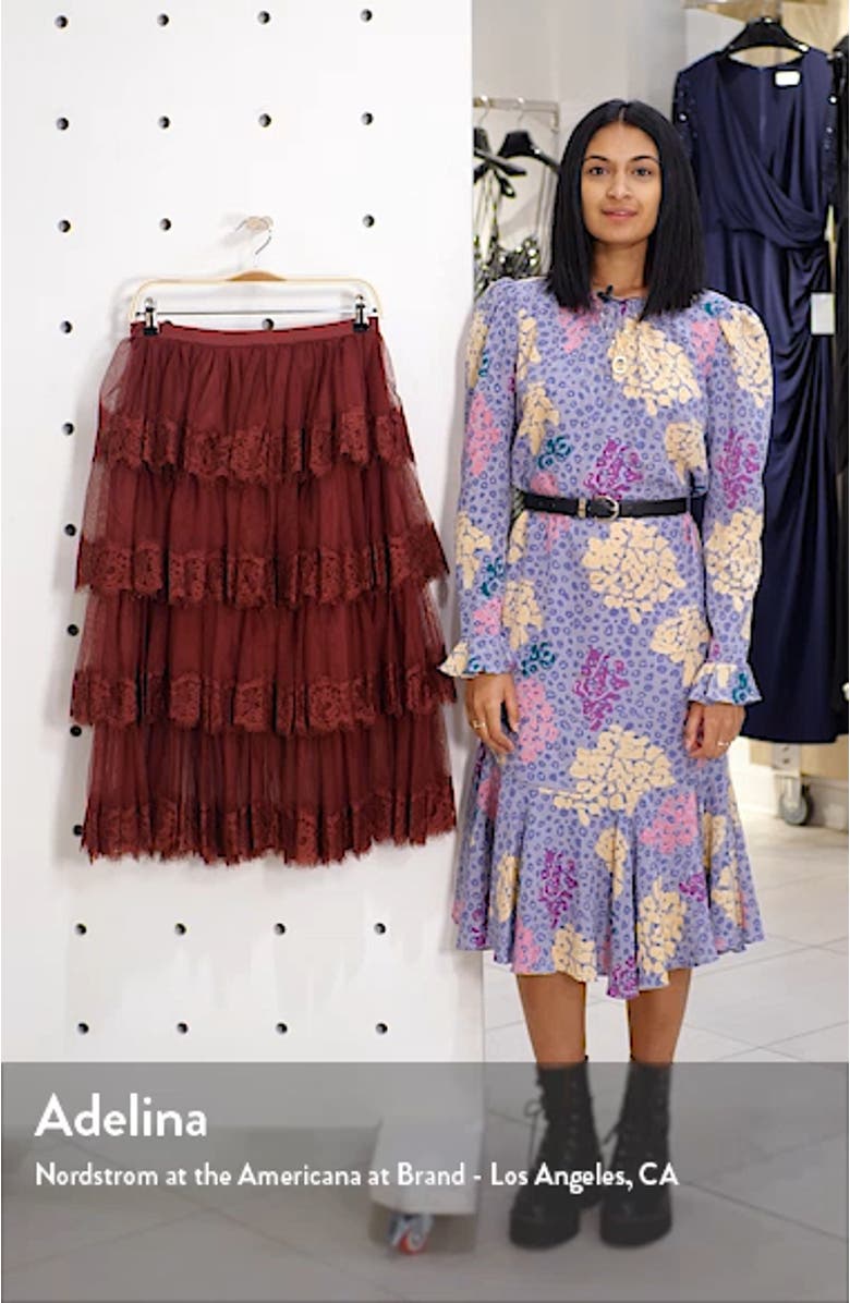 Lace Trim Tiered Mesh Skirt, sales video thumbnail