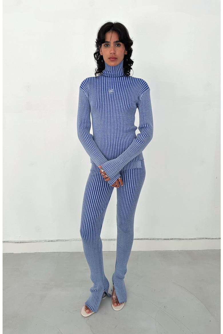 Eija Rib Knit Leggings, Alternate, color, Blue / White