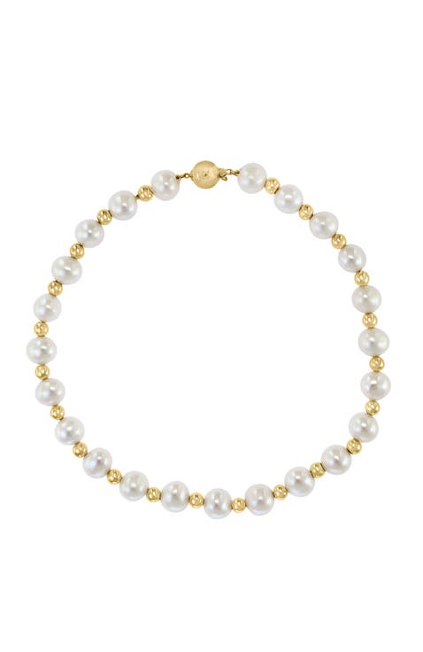 14K Yellow Gold Timeless Freshwater Pearl Strand Bracelet