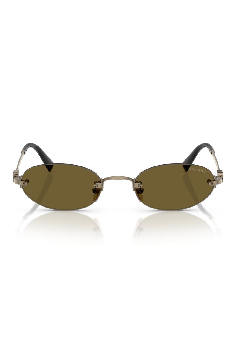 51mm Oval Rimless Sunglasses, Main, color, OLD GOLD / DARK BROWN