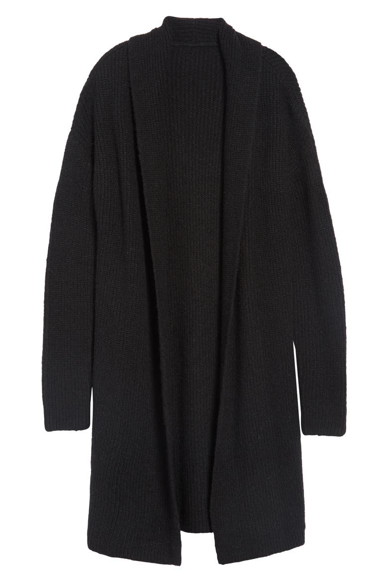 Textured Open Front Cardigan, Alternate, color, BLACK