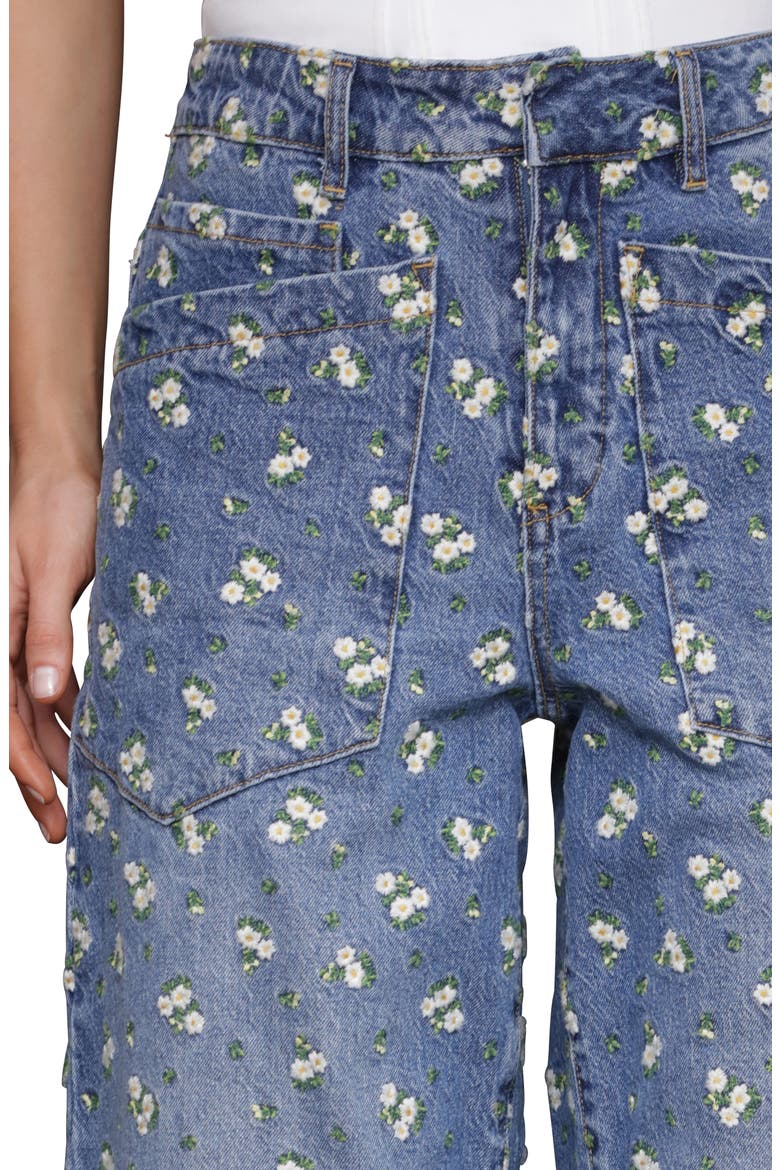 Embroidered Barrel Leg Jeans, Alternate, color, CAFE WASH