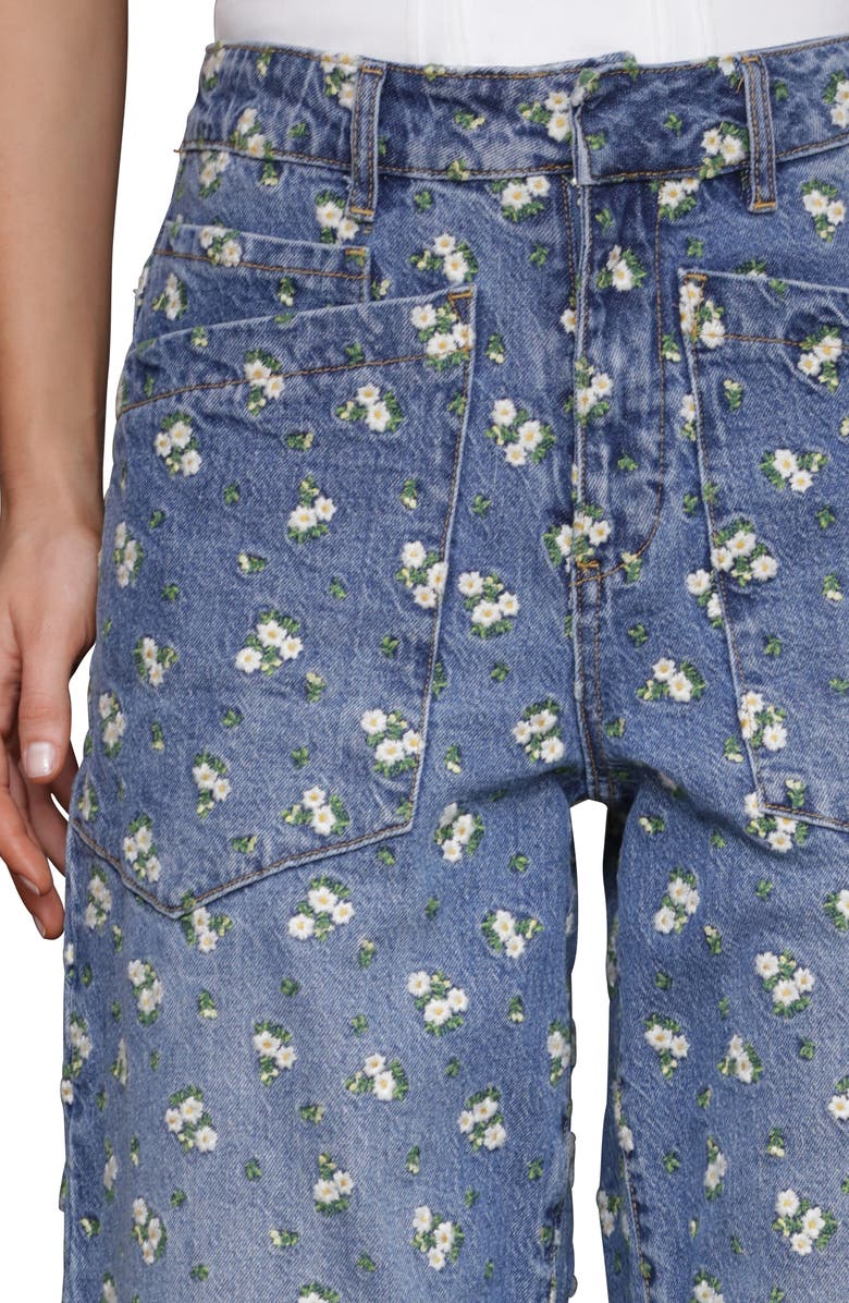 Avec Les Filles Embroidered Barrel Leg Jeans, Alternate, color,