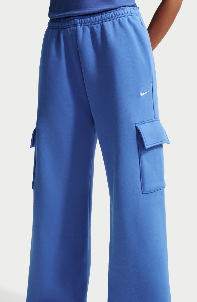 Nike Sportswear Phoenix Fleece Wide Leg Cargo Sweatpants, Alternate, color, 460 Light Medium Blue/Sail