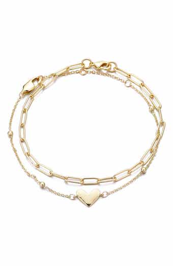 Adornia Heart Charm Set of 2 Chain Bracelets