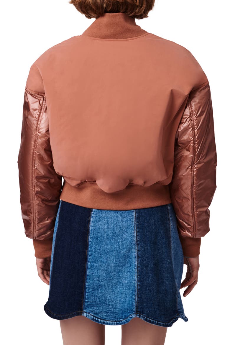 Mixed Media Bomber Jacket, Alternate, color, RICH COPPER