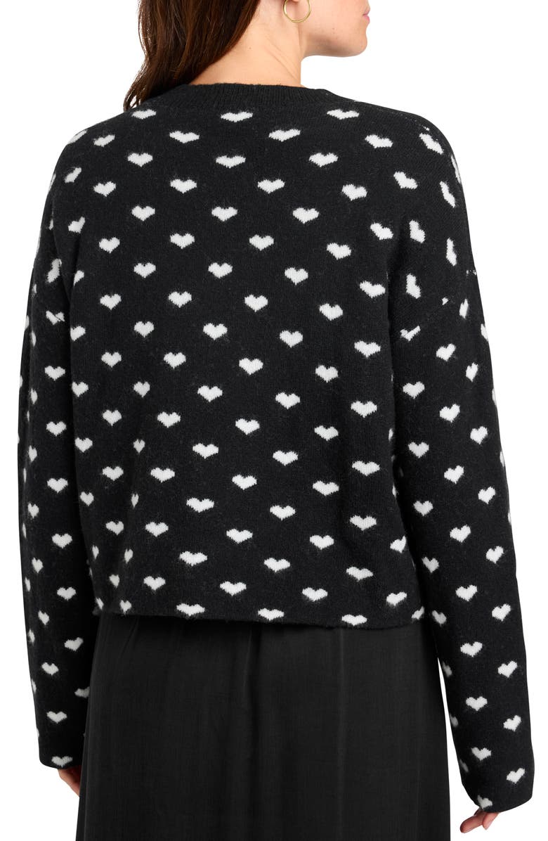 Splendid Lolly Hearts Jacquard Crewneck Sweater, Alternate, color, Black/ Snow Heather