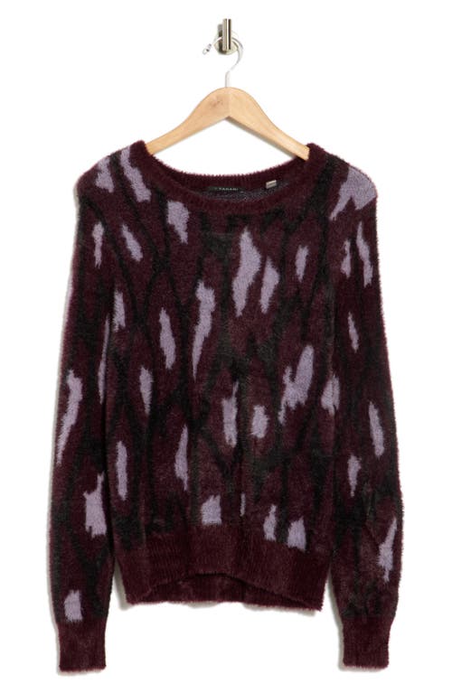 T Tahari Bateau Neck Jacquard Sweater In Burgundy
