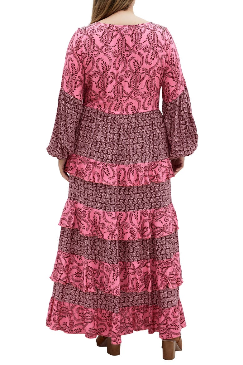 Clementine Long Sleeve Tiered Maxi Dress, Alternate, color, PINK PRINT