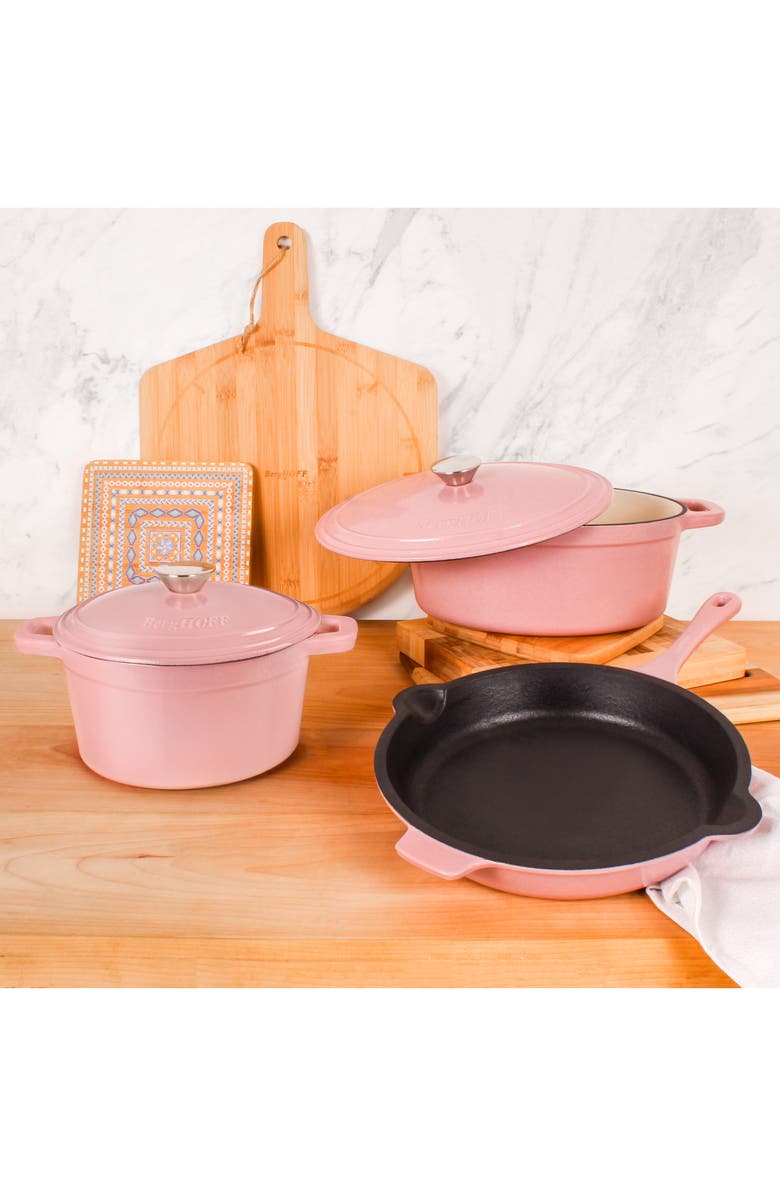BergHOFF Neo 5-Piece Cast Iron Set, Alternate, color, Pink