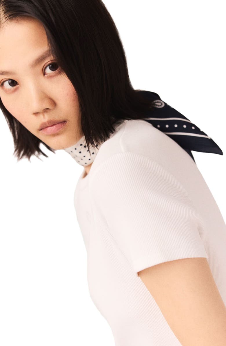 maje 60x60 silk print bandana, Alternate, color, Navy Polka Dot Bandana Print