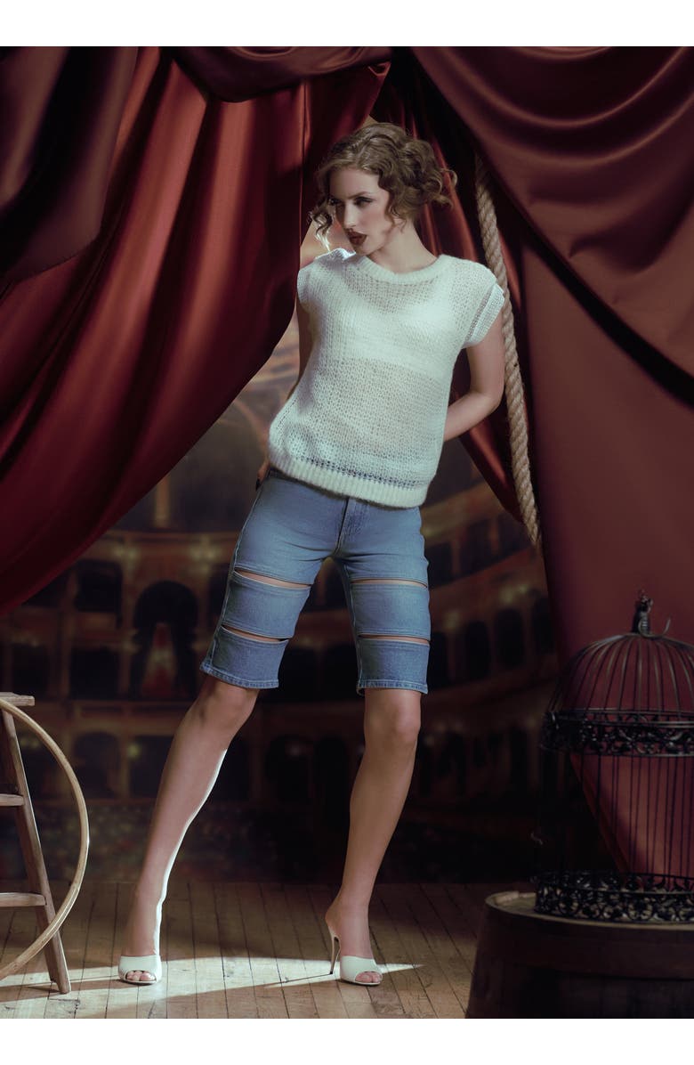 Contessa Mills Laissez Soft Alpaca Lace-Layered Sweater Vest, Alternate, color, White