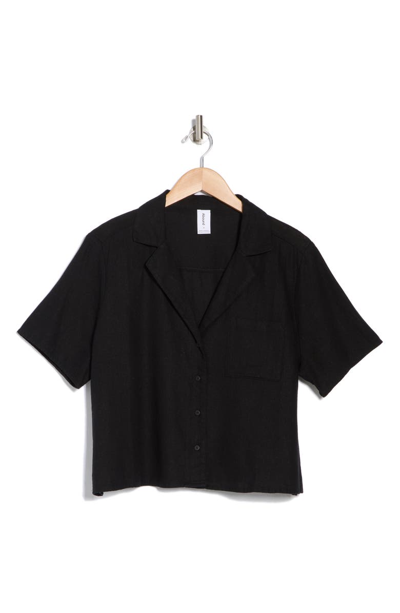 Abound Button Front Camp Shirt, Alternate, color, Black