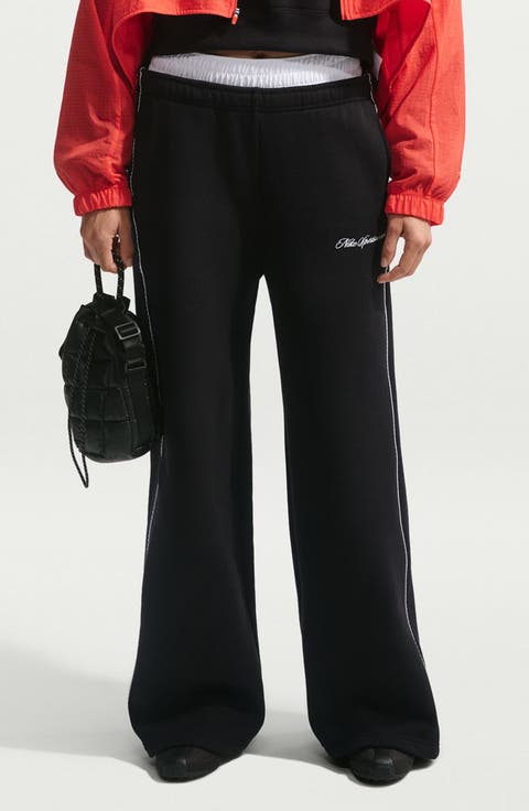 Sportswear Studio Mid Rise Scallop Wide Leg Fleece Pants