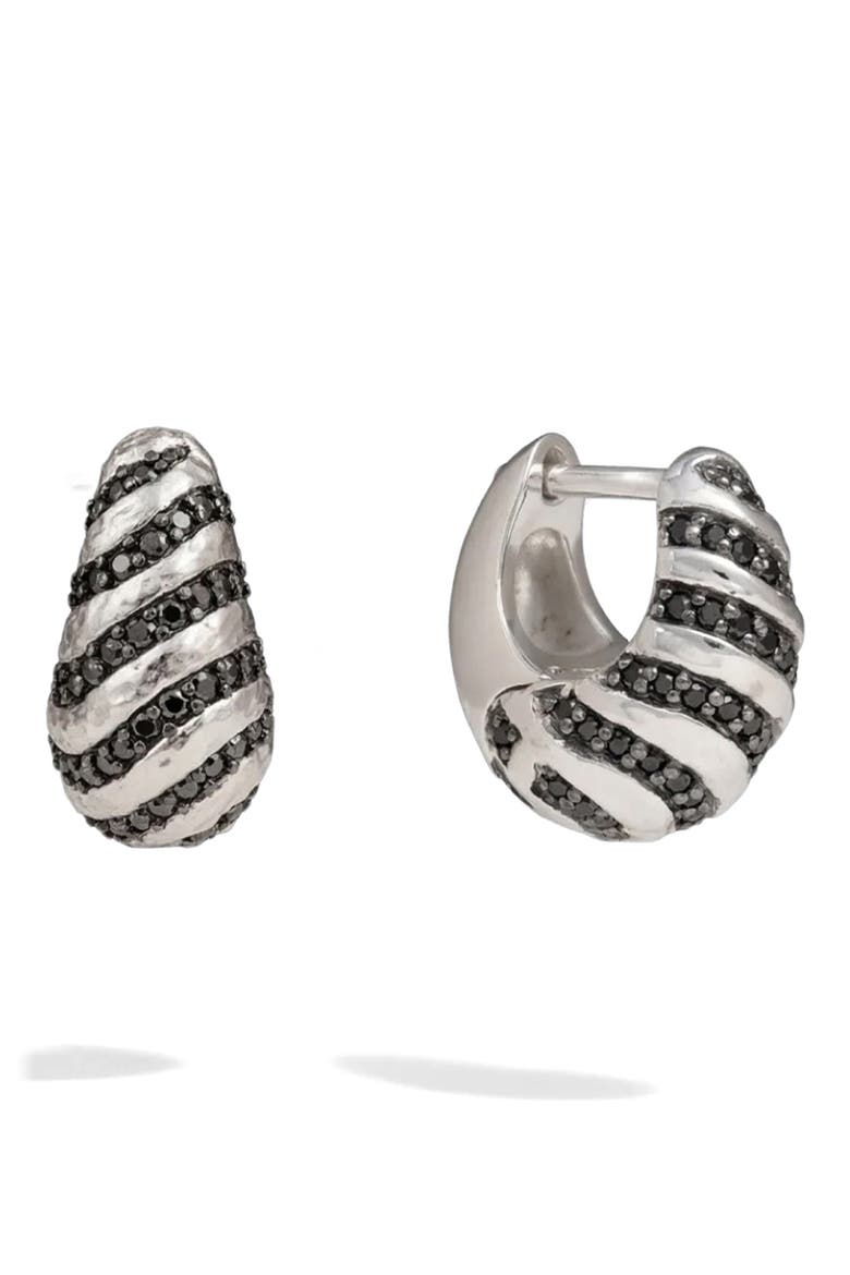 Tiger Print Huggie Earrings, Main, color, STERLING SILVER