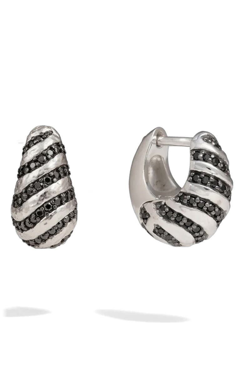 Awe Inspired Tiger Print Huggie Earrings, Main, color,