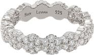 SUZY LEVIAN Sterling Silver White CZ Flower Pave Eternity Band Ring