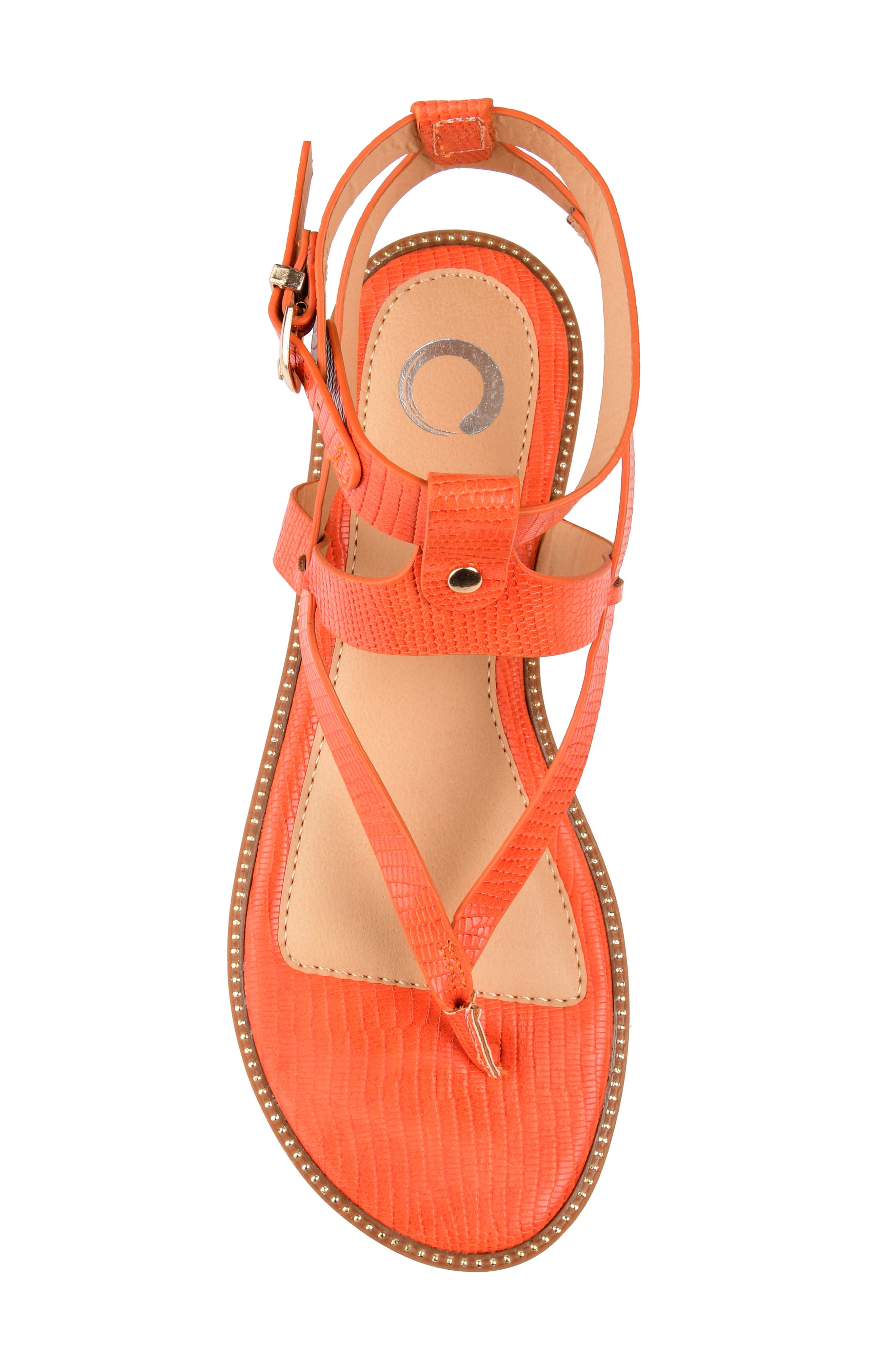 Tangie Snake Embossed Strappy Sandal, Alternate, color, ORANGE