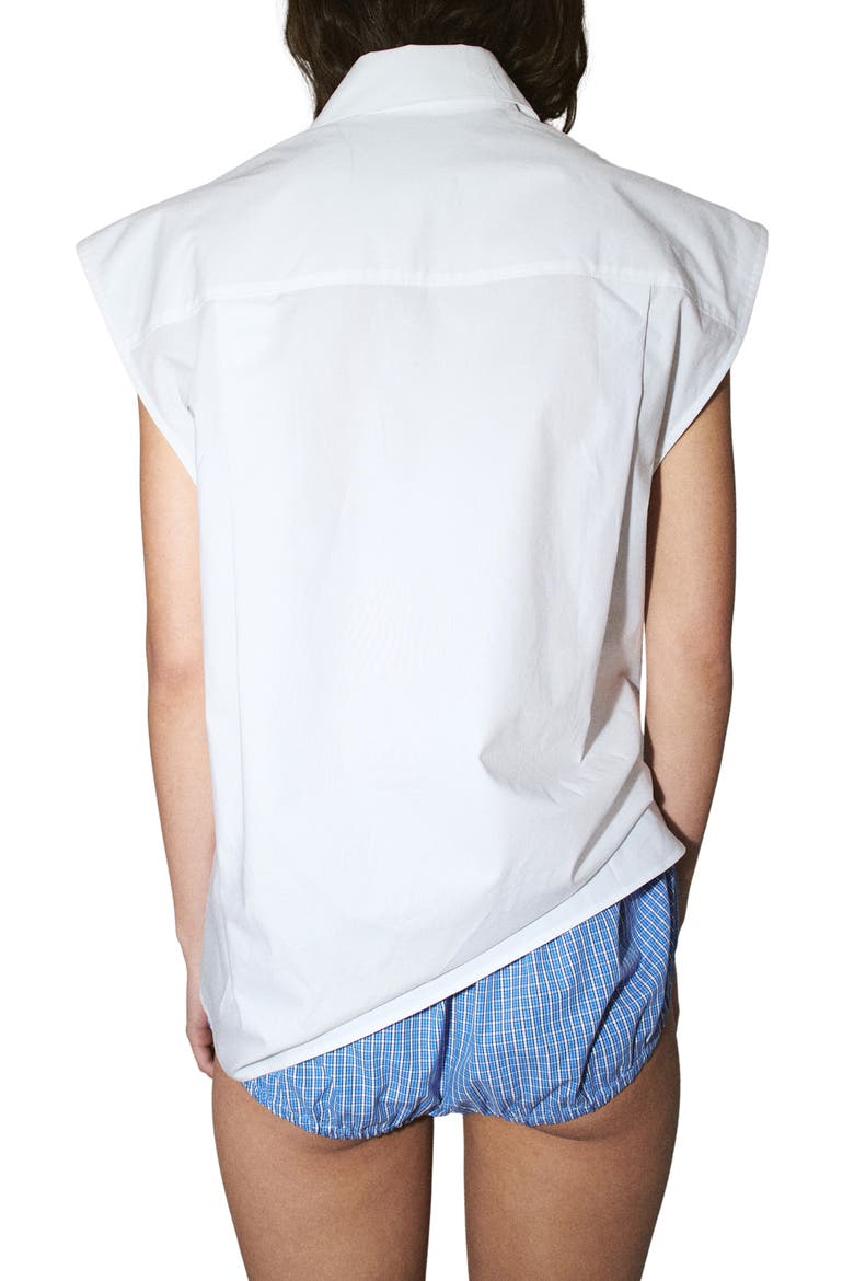Starring Hailey Bieber Short Sleeve Cotton Poplin Button-Up Shirt, Alternate, color, OFF WHITE