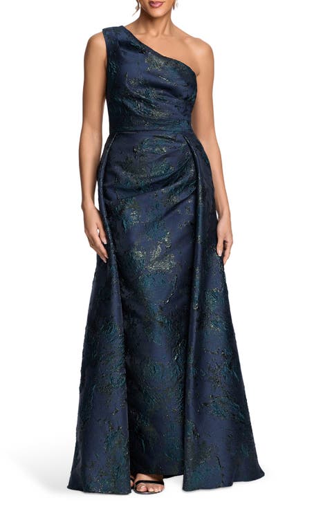 One-Shoulder Jacquard Gown