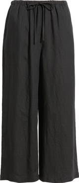 Caslon® Wide Leg Crop Linen Pants