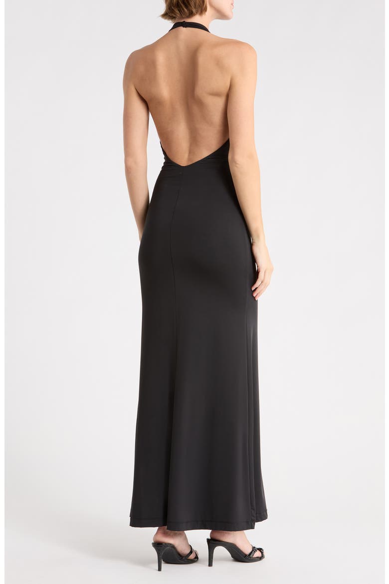 Francine Maxi Halter Dress, Alternate, color, BLACK