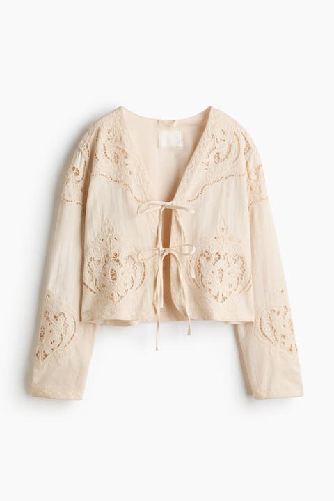 Linen-blend Broderie Anglaise Jacket