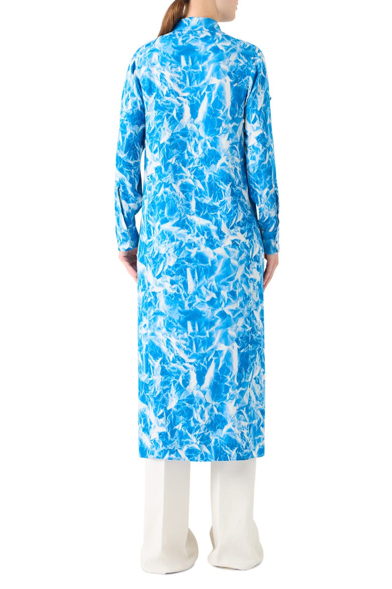 Whitecaps Long Sleeve Midi Silk Shirtdress, Alternate, color, TWILIGHT/ ECRU