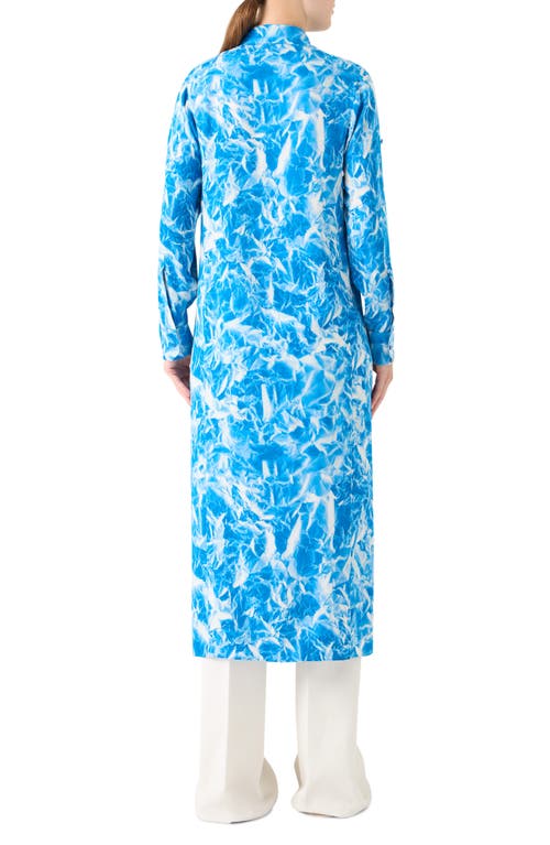Akris Whitecaps Print Silk Crepe Midi Shirtdress In Blue