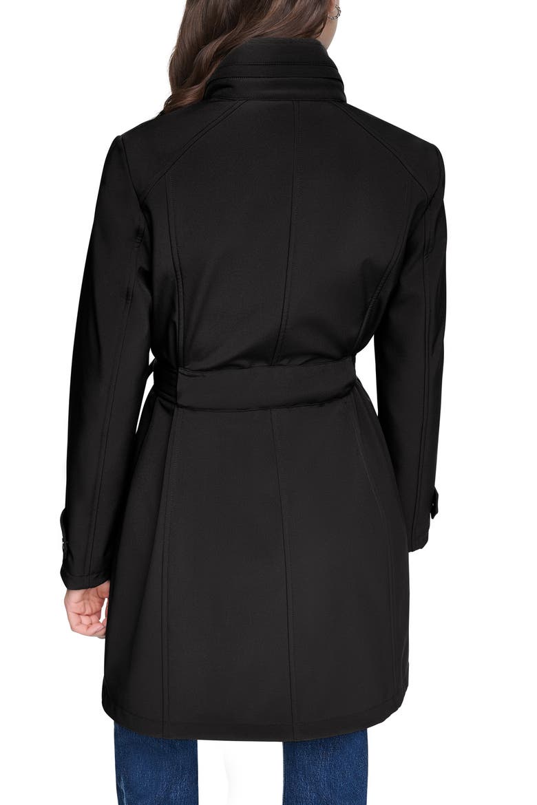 Tinsley Belted Softshell Trench Coat, Alternate, color, BLACK