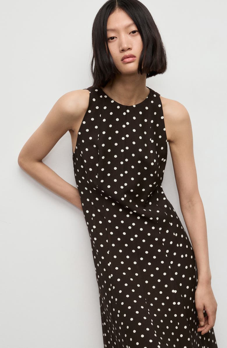 MANGO Polka Dot A-Line Midi Dress, Alternate, color, 