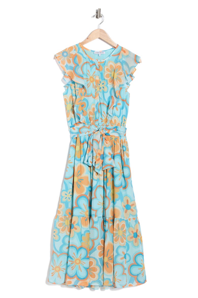 Elle Floral Cap Sleeve Chiffon Maxi Dress, Alternate, color, RETRO DAISY FLORAL
