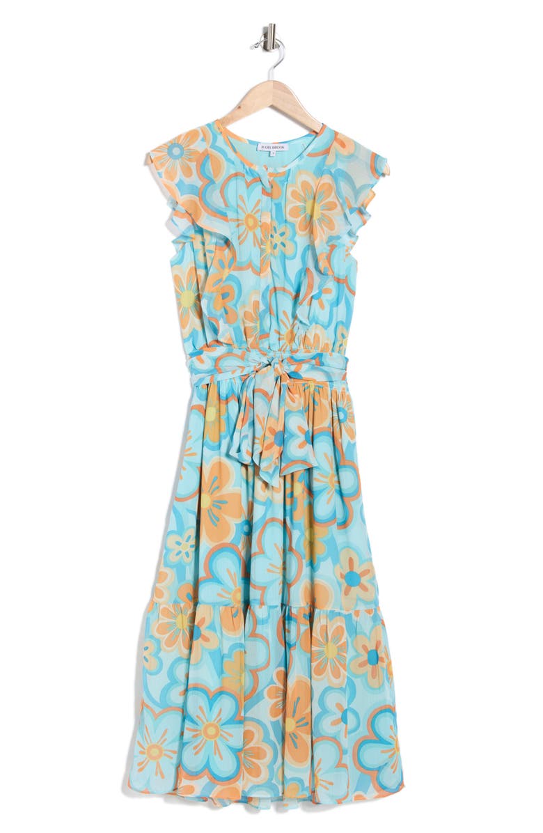 Ramy Brook Elle Floral Cap Sleeve Chiffon Maxi Dress, Main, color, Retro Daisy Floral