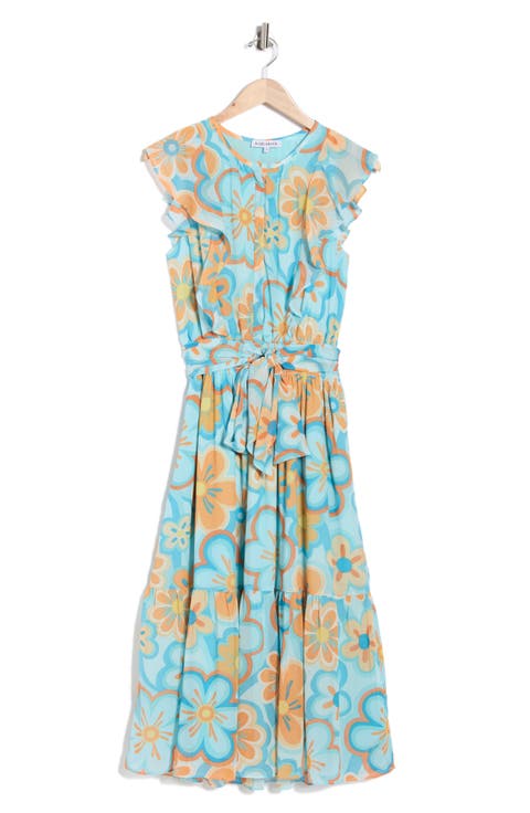 Elle Floral Cap Sleeve Chiffon Maxi Dress