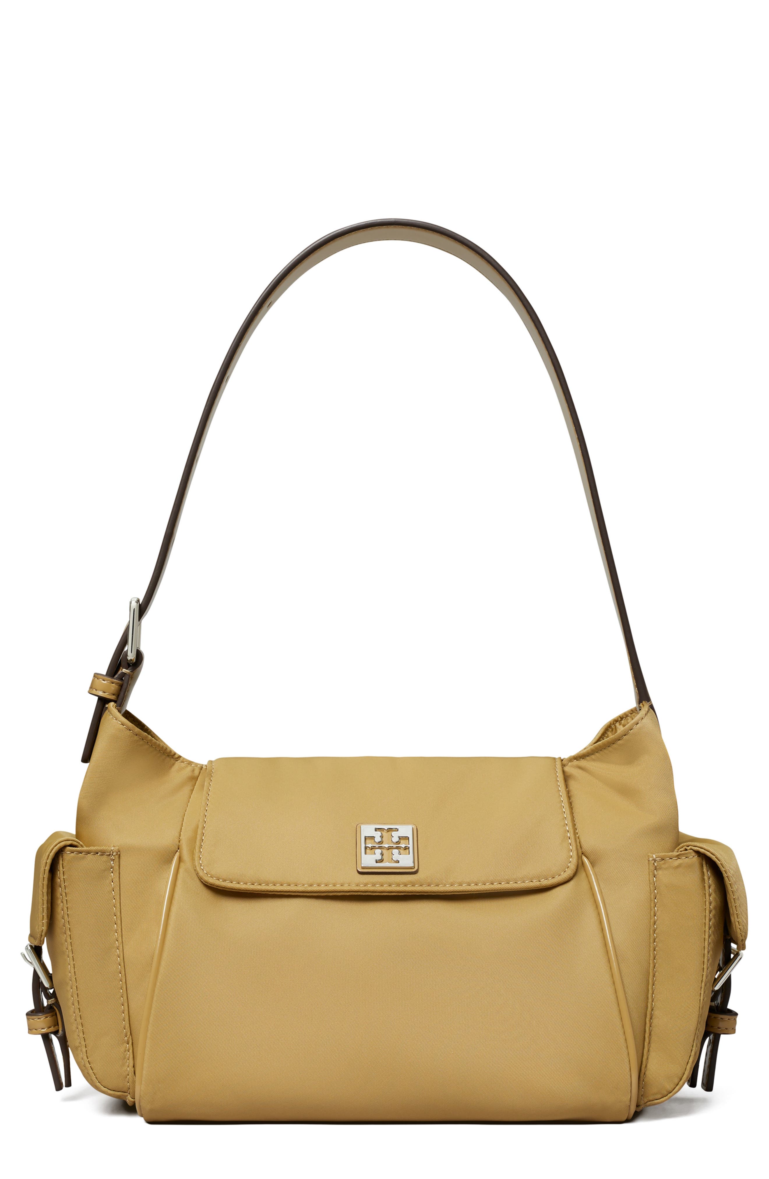 Tory Burch Virginia Pocket Nylon Shoulder Bag, Main, color, Wheat